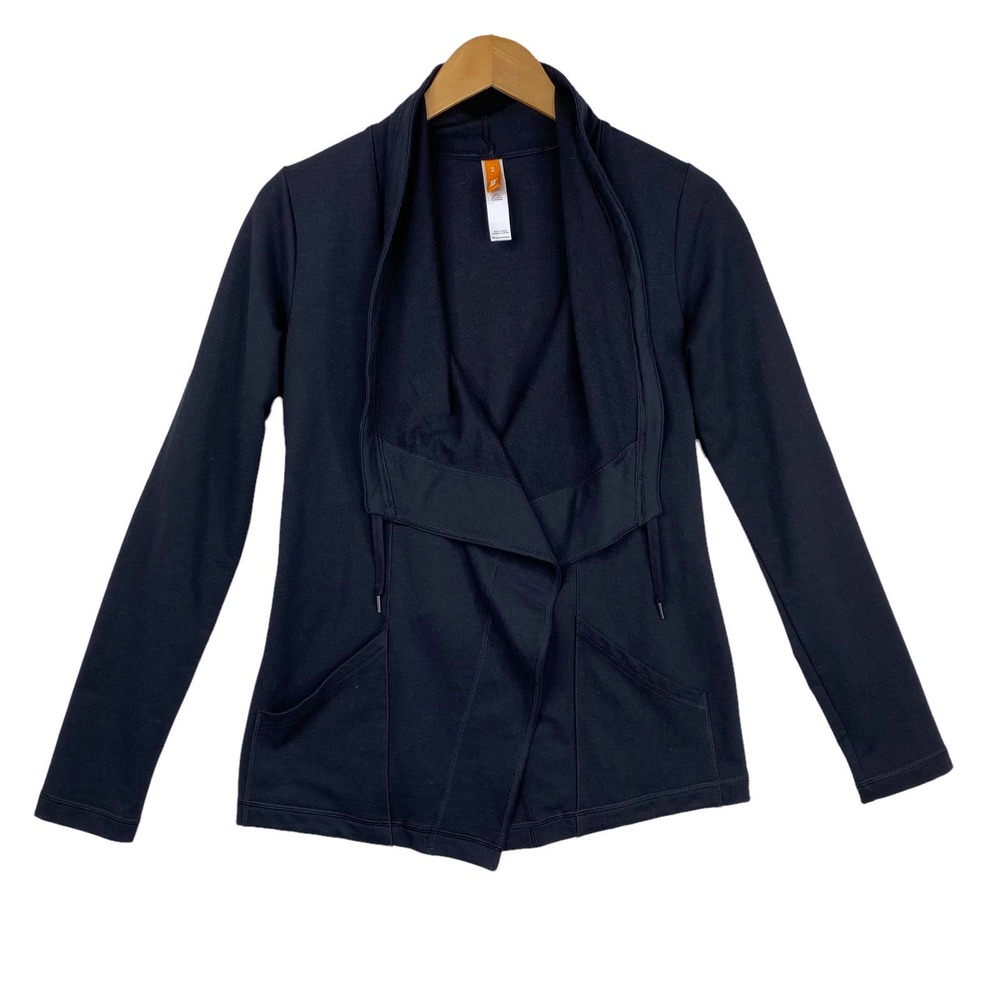 Lucy Activewear Faux Wrap Active/Athleisurewear Black Cardigan-Medium